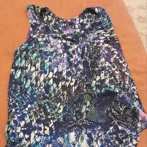 Navy blue sleeveless polyester blouse